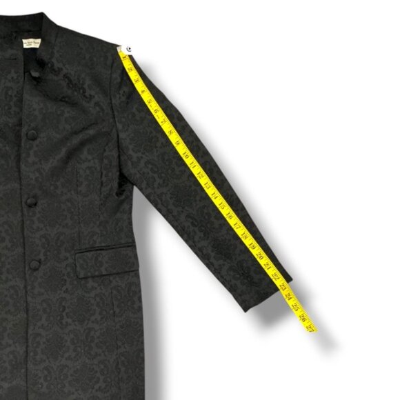 Amanda Smith Coat Dressy Elegant Jacquard Damask Brocade Black Size 6 Petite - Picture 6 of 16